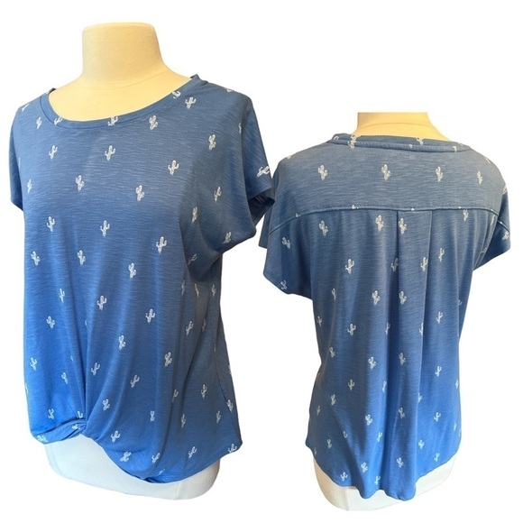 IZOD Cactus Print Tie Hem Comfy Short Sleeve Loose Size Large​​​​​​​​​​​​​ - Picture 1 of 11